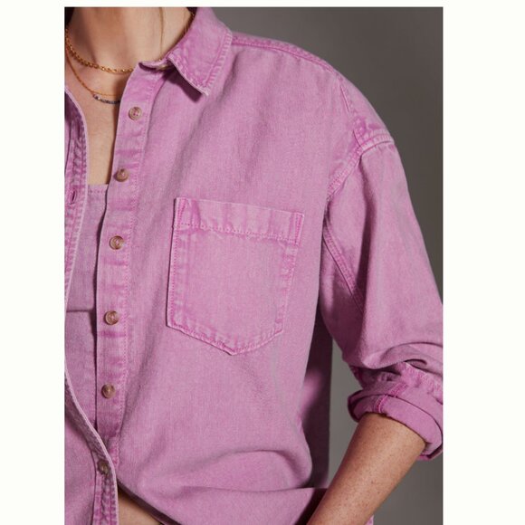 NWT Anthropologie - Pilcro Relaxed Oxford Lilac Buttondown - Women's X-Large - Picture 9 of 16